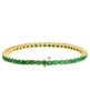 Tennis Bracelet with Round Green Emeralds in 18k Yellow Gold