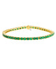 Tennis Bracelet with Round Green Emeralds in 18k Yellow Gold