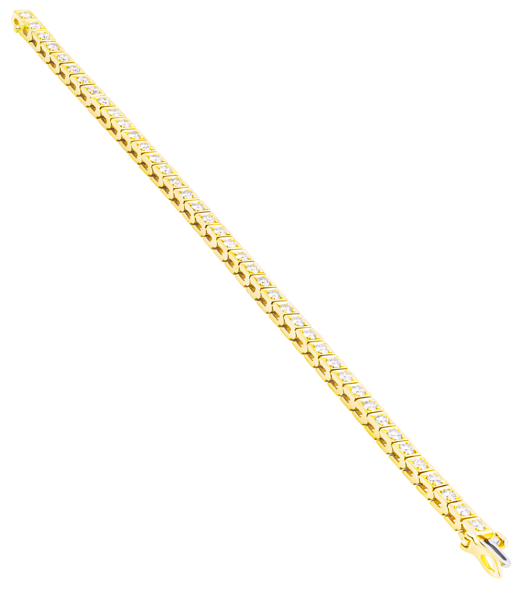 Tennis Bracelet with Round Diamonds in 14K Yellow Gold