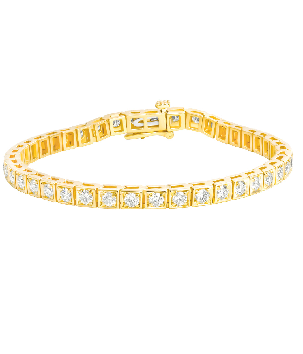 Tennis Bracelet with Round Diamonds in 14K Yellow Gold