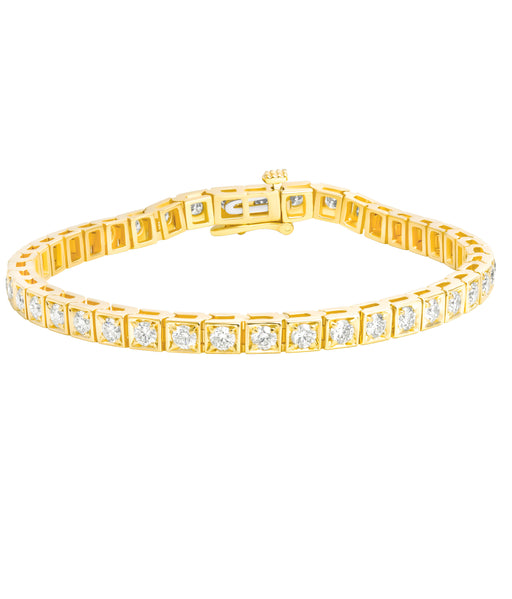 Tennis Bracelet with Round Diamonds in 14K Yellow Gold