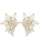 14K yellow gold cluster earrings with round and pear-shaped diamonds