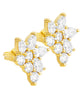 14K yellow gold cluster earrings with round and pear-shaped diamonds