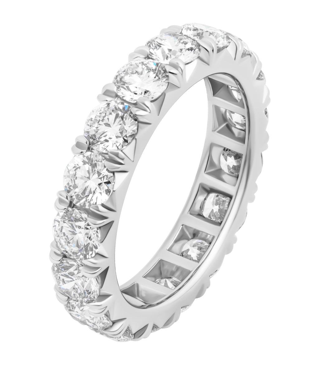 Platinum French pave eternity band with pave-set diamonds 