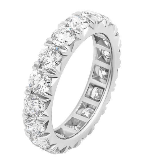 Platinum French pave eternity band with pave-set diamonds 