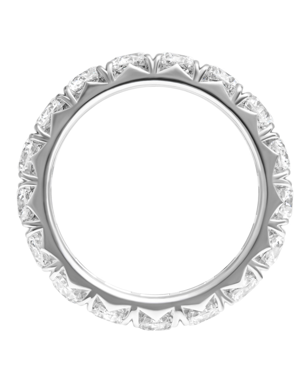 Platinum French pave eternity band with pave-set diamonds 