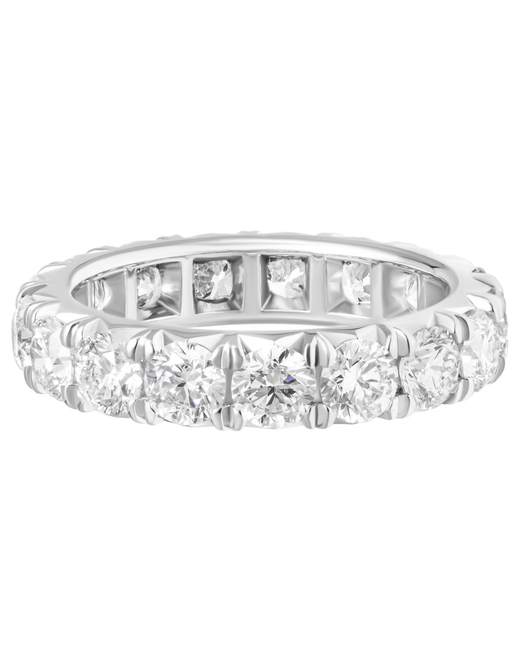 Platinum French pave eternity band with pave-set diamonds 