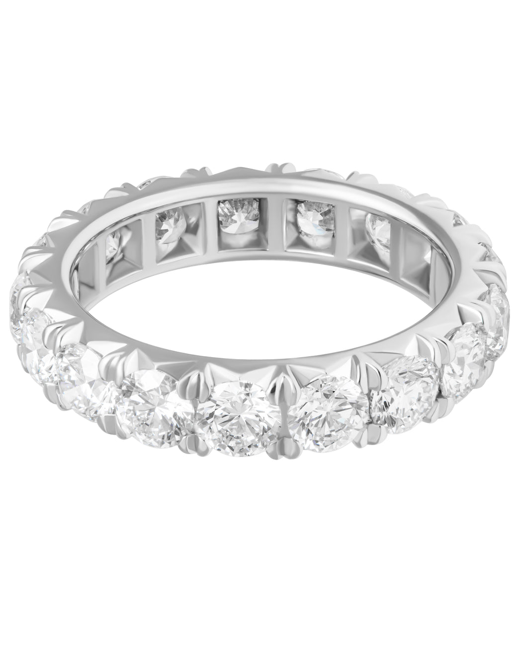Platinum French pave eternity band with pave-set diamonds 