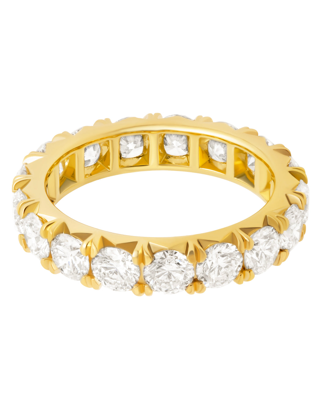 18K yellow gold French pave eternity band with round diamond 