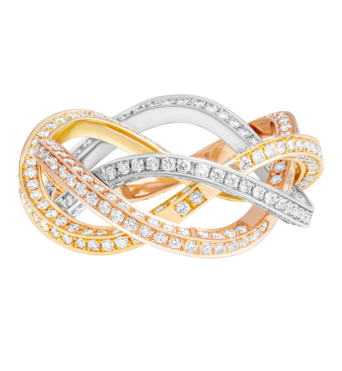 3 Way Color Pave Band in 14K Yellow, White and Rose Gold — M&V Vanguard ...